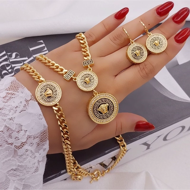 سرویس ورساچه رنگ ثابت ابکاری طلا استیل